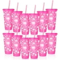 thumbnail image 1 of Armscye 12 Pcs Hot Pink Tumblers with Lids and Straws, 24 oz Reusable Tumbler Plastic Cups Party Favor, Glitter Drinking Travel Mug Cups for Adult Kid Women Iced Coffee Party Supplies, 1 of 8