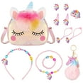 thumbnail image 1 of Armscye 12 Pcs Little Girl Unicorn Purse Set, Cute Unicorn Gifts for Girl, with Kawaii Unicorn Dress Up Jewelry, Adjustable Crossbody Bag with Unicorn Gift Box for Girl, Kid, Teenager, 1 of 7