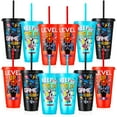 thumbnail image 1 of Armscye 12 Pcs Video Game Party Favor Plastic Tumblers, 24 oz Plastic Tumblers with Lids and Straws, Reusable Video Gaming Cups for Classroom, Birthday, Gamer Party Favor Filler Supplies, 1 of 8