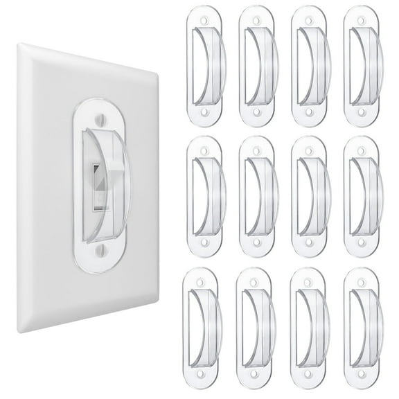Armscye 12 Pcs Wall Switch Guards Plate Covers, Child Safety Security Home Decor, Clear Keeps Light Switch ON Or Off, Prevent Accidental Device Turn On or Off