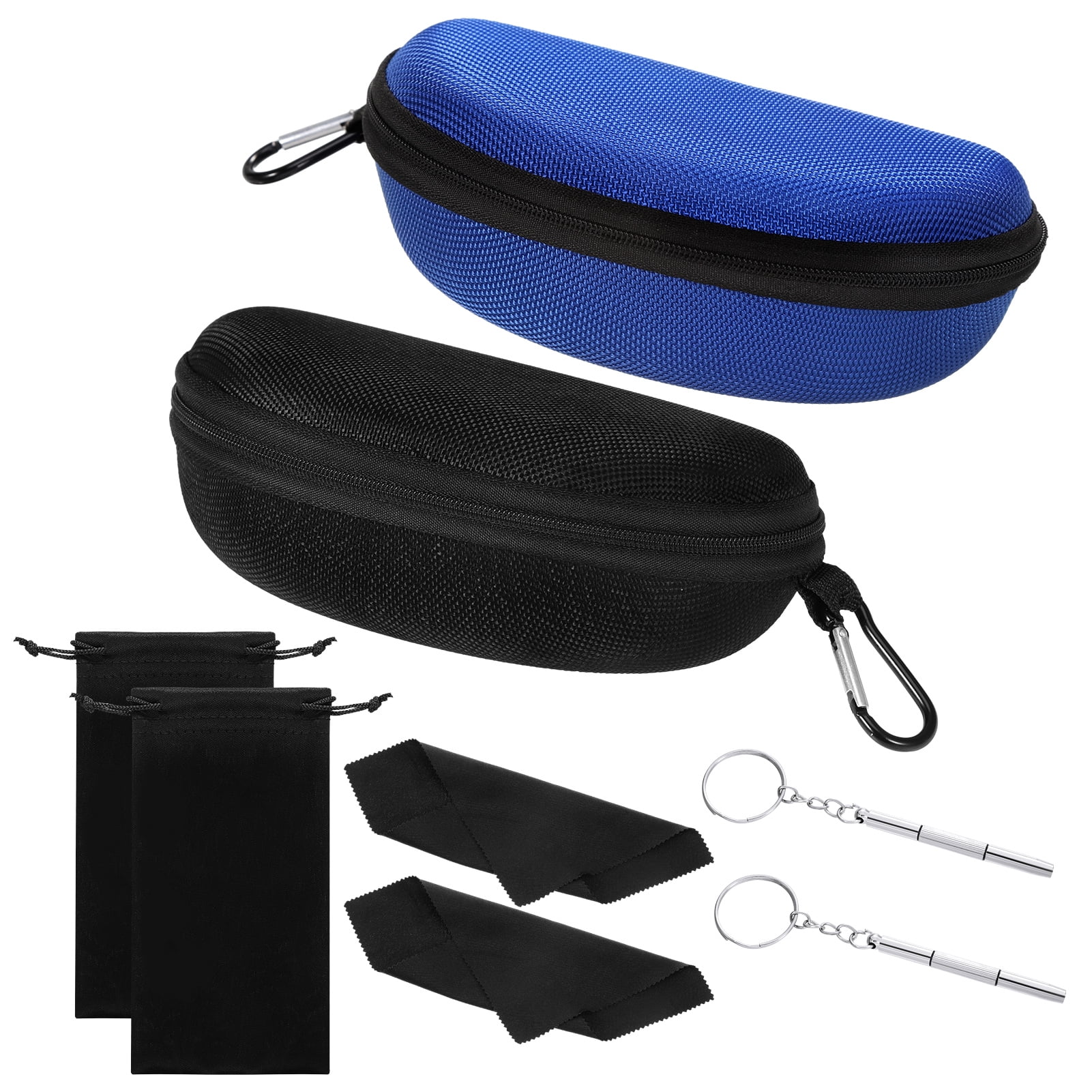 Armscye 2 PCS Sunglasses Case with Carabiner, Semi Hard Shell