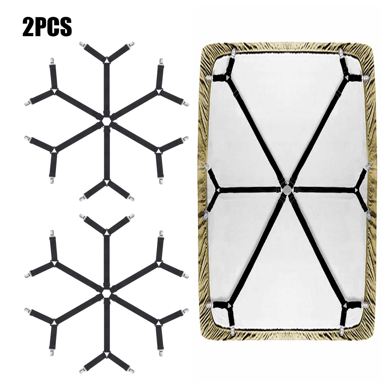Evriholder Bed Sheet Grippers, Adjustable Sheet Suspenders Secure Fitted Sheets Into Place
