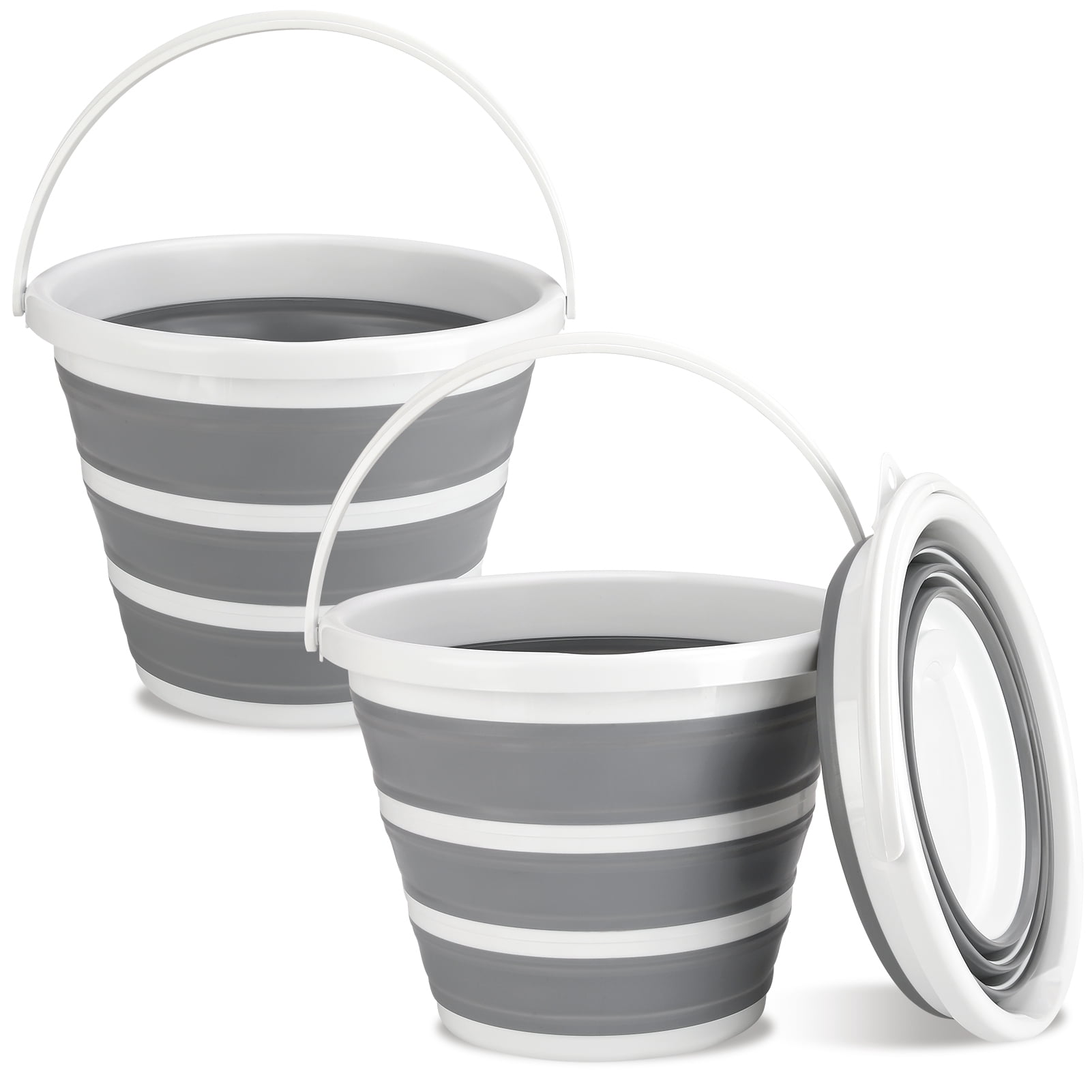 Armscye 2 pack Collapsible Buckets, 2.6 Gallon (10L) Cleaning Bucket Mop Buckets for Household, Collapsible Bucket with Handle, Essential for RV, Garden Cleaning, Car Washing, Fishing, Easy Storage