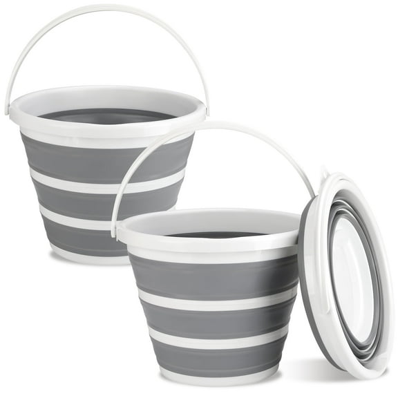 Armscye 2 pack Collapsible Buckets, 2.6 Gallon (10L) Cleaning Bucket Mop Buckets for Household, Collapsible Bucket with Handle, Essential for RV, Garden Cleaning, Car Washing, Fishing, Easy Storage