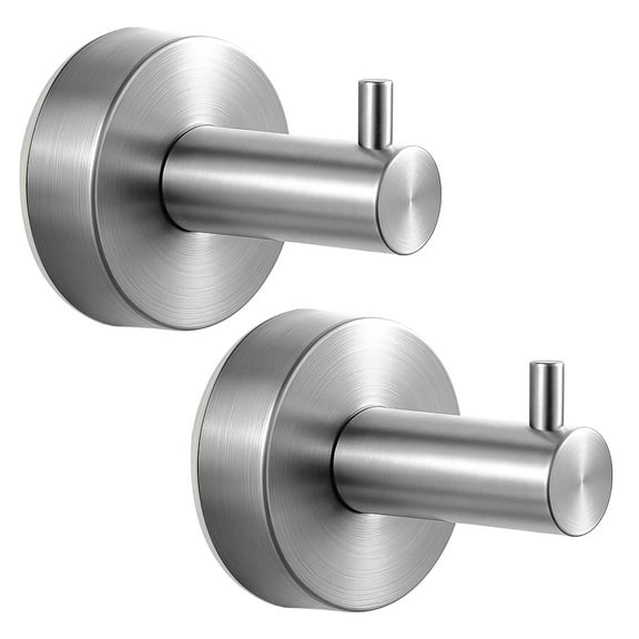 Armscye 2 Pack Silver Suction Cup Hooks for Bathroom Wall, 4 Parts Structure Stainless Steel Shower Hooks, No Drill 15 Lb Towel Hooks for Glass Kitchen Tile Hanging Towels Robes and Loofahs