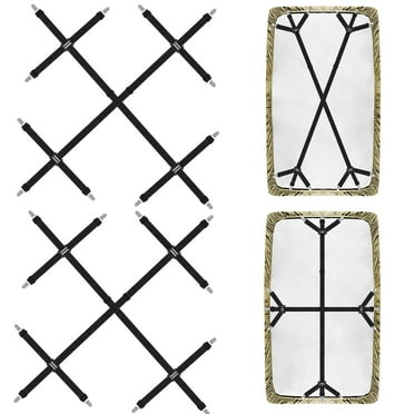 Armscye 2 Sets Adjustable Bed Sheet Straps with 6 Clips, Elastic Bed Sheets Straps, Fitted Sheet Tightener, Mattress Sheet Corner Fasteners Holder and Suspenders