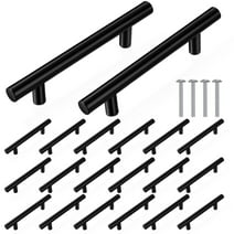 Armscye 20 Pcs Matte Black Cabinet Handles, 5.9 Inch Stainless Steel Kitchen Drawer Pulls, Hollow Metal Cabinet Door Finish Handles, 5.9'' Length with 3.8'' Hole Center(5.86 inch)