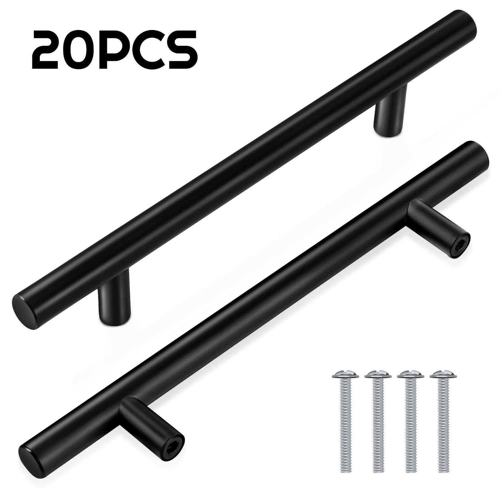 Armscye 20 Pcs Matte Black Handles, 7.87 Inch Stainless Steel Kitchen Drawer Pulls