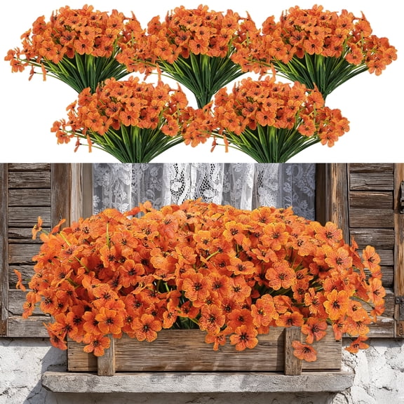 Armscye 28 Bundles Artificial Fall Flowers, UV Resistant Fake Flowers, ,Fake Plastic Flowers,No Fade Faux Plastic Plants for Thanksgiving Fall Decor,for Hanging Outside Garden Patio Window Box