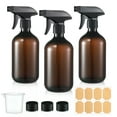 thumbnail image 1 of Armscye 3 Pack Amber Spray Bottles Empty, 16.9 Oz Plastic Spray Bottle for Cleaning, Adjustable Nozzle Squirt Bottle for Plants Hair, Refillable Spray Container with Free Measuring Cup and Stickers, 1 of 7