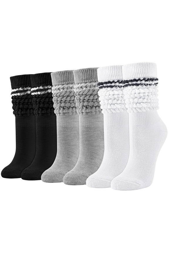 3 Pairs Slouch Socks for Women, Soft Extra Long Scrunch Knee High Sock, Knitted Sock Cotton Scrunchie Socks For Women Cotton Wear at any Length Sock, Size 9 to 11