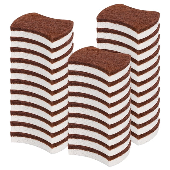 Armscye 32 Pack Natural Coconut Scrub Sponges, Biodegradable & Compostable, Eco-Friendly Sponges for Kitchen, Dishes and Bathtub