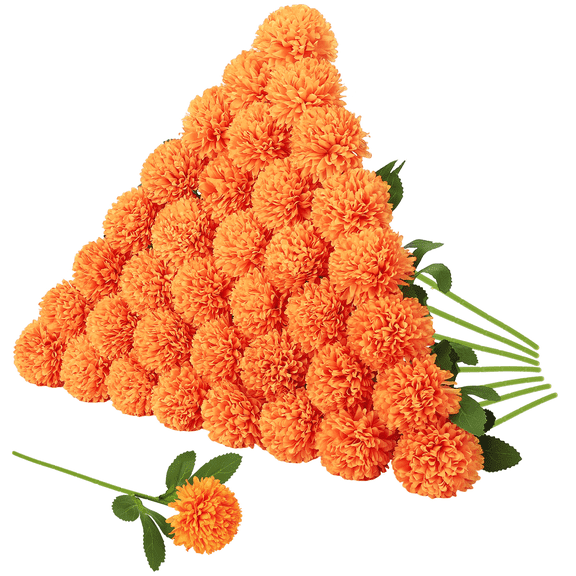 Armscye 36-Pack Orange Artificial Fall Flowers, Silk Fake Chrysanthemum Flowers, Fall Decor Florals for Autumn Table, Porch, Wedding & Home Decorations