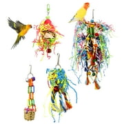 Armscye 4 Pack Bird Shredding Toys,Parrots Chewing Hanging Foraging Toys Parrots Cage Shredder Toys Birds Budgies Cage Accessories for Small Parakeets,Conures,Love Birds,Finches