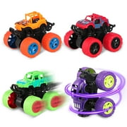 Armscye 4 Pack Pull Back Trucks,Monster Truck Toys, Friction Powered Pull Back Push and Go Toddler Toys Inertia Car Toys for 3 + Year Old Boys Girls