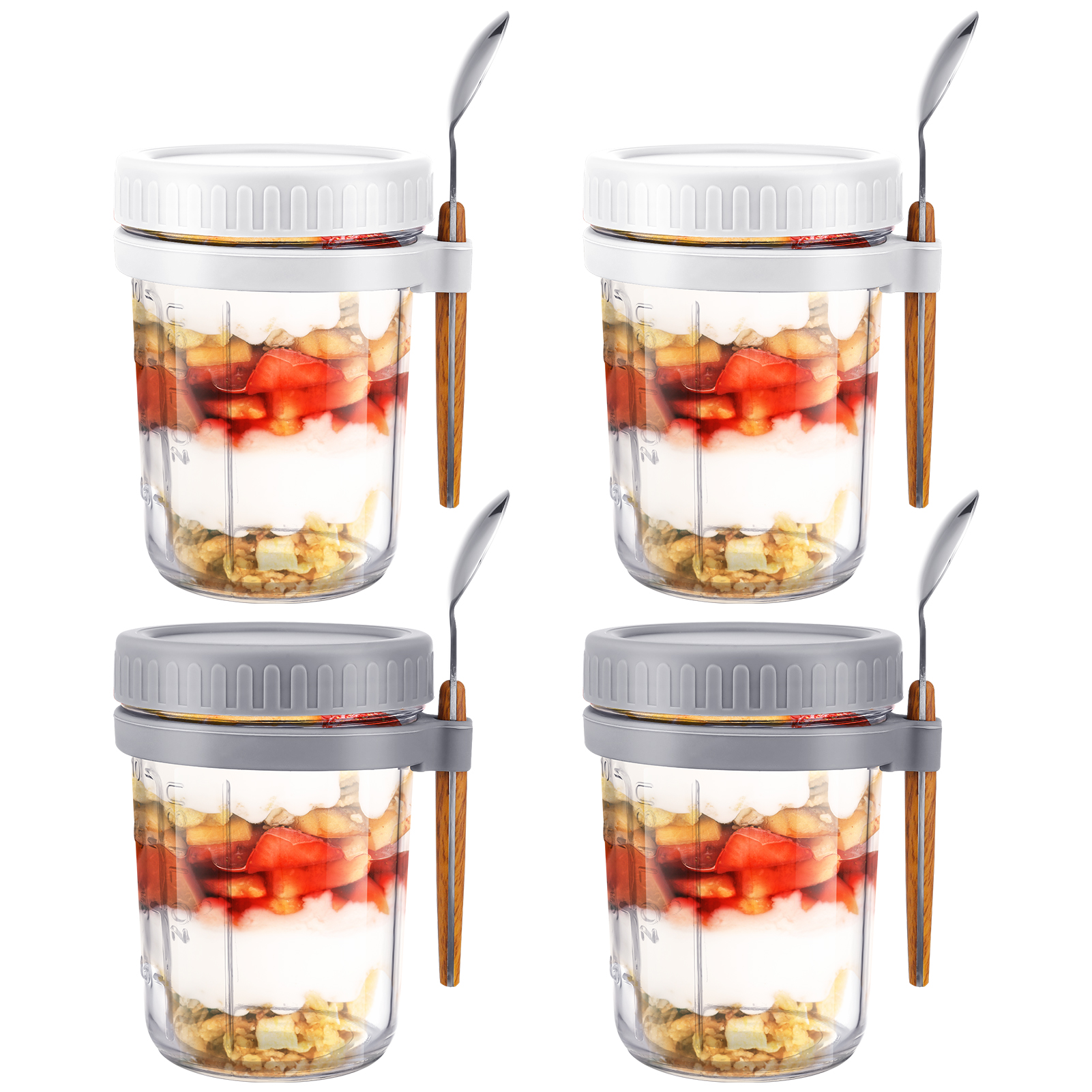 Armscye 4 Pcs 12 oz Overnight Oats Containers with Lid and Spoon
