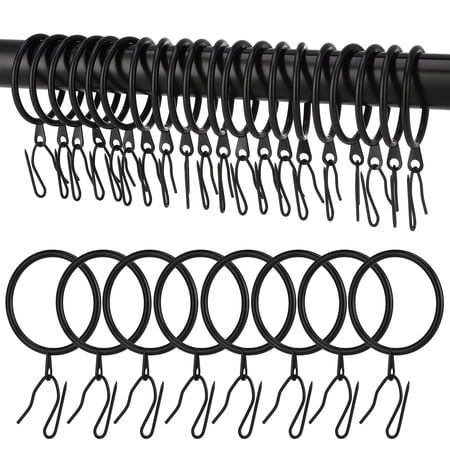 Armscye 44 Pack Metal Drapery Curtain Rings, 1.75 Inch Inner Diameter, Heavy Duty Rustproof Metal Drapery Rings with Pinch Pleat Curtain Hooks, Decorative Clips Rings Fits Up to 1.5" Rods