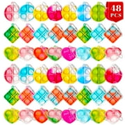 Armscye 48 Pcs Pop Fidget Keychain, Mini Pops Its Keychain Bulk Toys, Sensory Stress Toy Mini Fidget Push Pop Fidget Toys Classroom Prizes for Boy Girl Adult (About 1.37x1.37 inches)