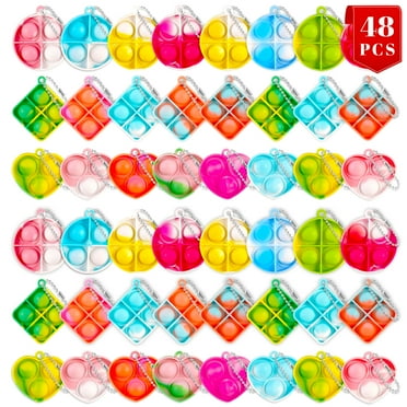 Armscye 48 Pcs Pop Fidget Keychain, Mini Pops Its Keychain Bulk Toys, Sensory Stress Toy Mini Fidget Push Pop Fidget Toys Classroom Prizes for Boy Girl Adult (About 1.37x1.37 inches)