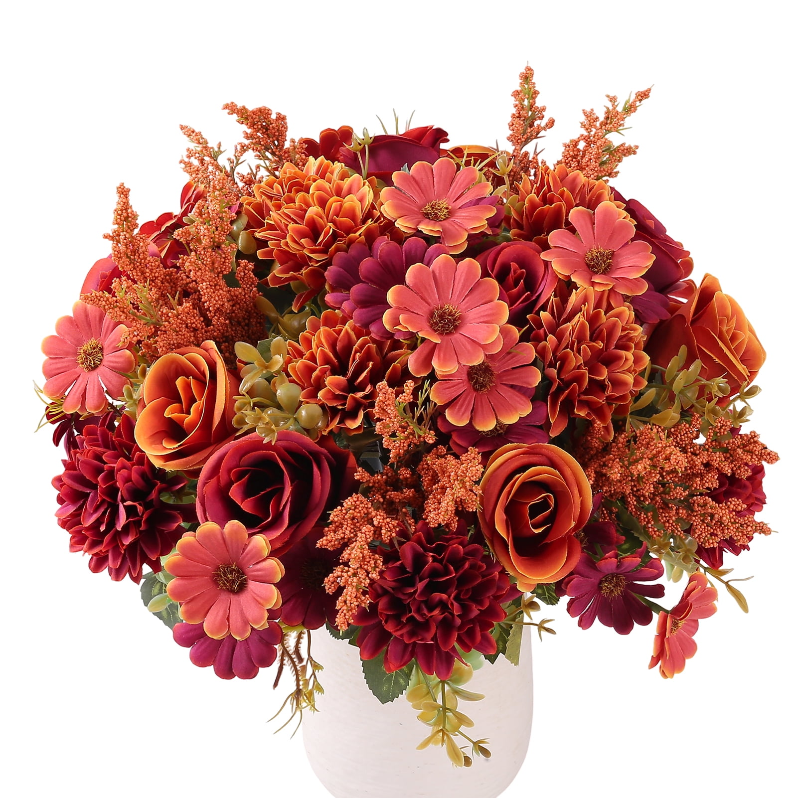 Armscye 6 Bundles Artificial Fall Flowers Bouquet, Silk Chrysanthemums & Fake Rose Autumn Faux Floral Arrangements for Home Decor Indoor Living Room Kitchen Table Centerpieces Decoration