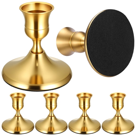 Armscye 6 PCS Gold Taper Candle Holders Bulk, Vintage Metal Candlestick Holders Set for Dinner Room Table Centerpiece or Mantel Wedding Party Decor