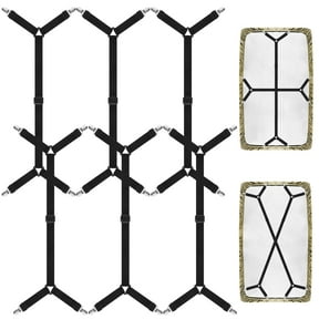 Armscye 6 Pack Adjustable 2 Way Bed Sheet Straps Clips, Elastic Bed Sheets Straps, Fitted Sheet Tightener, Mattress Sheet Corner Fasteners Holder and Suspenders