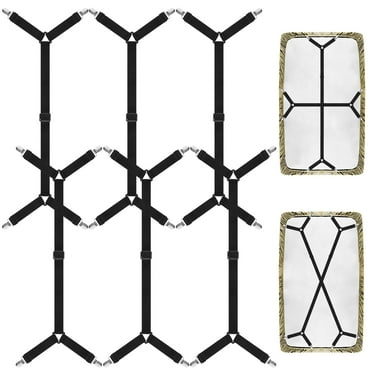 Armscye 6 Pack Adjustable 2 Way Bed Sheet Straps Clips, Elastic Bed Sheets Straps, Fitted Sheet Tightener, Mattress Sheet Corner Fasteners Holder and Suspenders