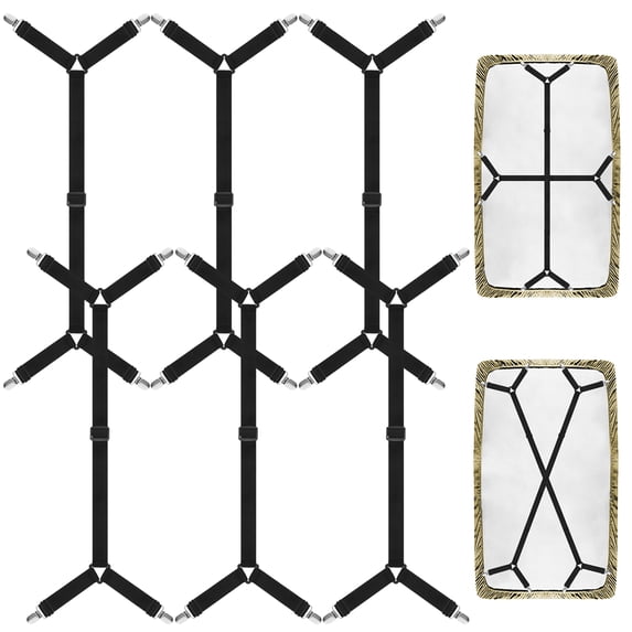 Armscye 6 Pack Adjustable 2 Way Bed Sheet Straps Clips, Elastic Bed Sheets Straps, Fitted Sheet Tightener, Mattress Sheet Corner Fasteners Holder and Suspenders