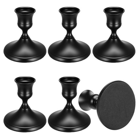 Armscye 6 Pack Black Taper Candle Holders, 2.87"x 2.75" Metal Small Candlestick Holders,Table Centerpiece for Wedding Party,Holiday Dining Table Decor
