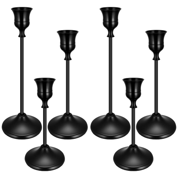 Armscye 6 Pack Black Taper Candle Holders for Candlesticks, Candlestick Holder Set for Mantel Home Decor, Table Centerpiece ,Wedding Dinning