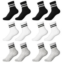 Armscye 6 Pairs Kids Cotton Socks, Boy Crew Socks, Kids Sports Cushioned Crew Socks, Casual Stripes Socks, Mid Cut Ankle Socks for Boys Girls 3-12 Year Old(L)