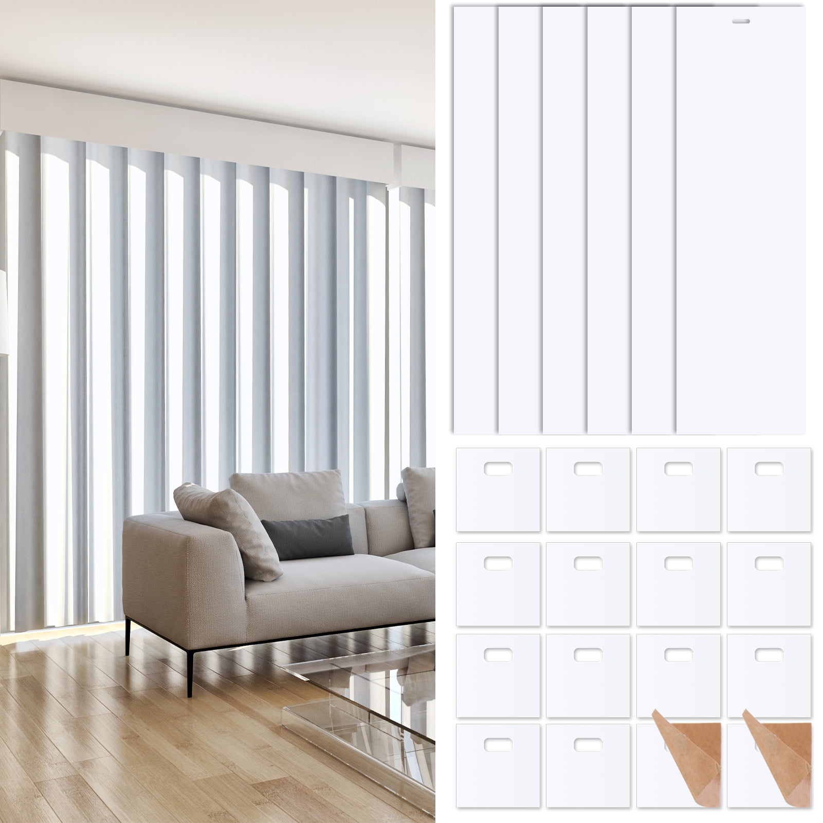 Armscye 6 Pcs Vertical Blinds Replacement Slats, 82.5 inch White