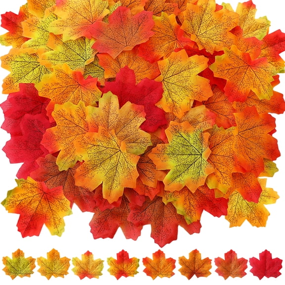 Armscye 600 Piece Artificial Maple Leaves, Fall Leaves, Thanksgiving Day Autumn Leaf Decorations, Wedding Party Scatter, DIY Crafts, Wreaths, Scrapbooking, Photography Props