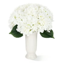 Armscye 6pcs Faux White Hydrangeas Fake Flowers, Artificial Silk Hydrangea with Stems Bouquets, Fake Hydrangeas Flowers Arrangement for Home Decor Party, Wedding Centerpieces Outdoor Decor