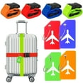 Armscye 8 Pack Luggage Straps & Tags Set, Adjustable Suitcase Belt with