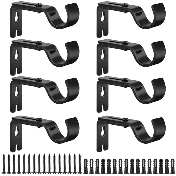 Armscye 8 Pcs Adjustable Curtain Rod Bracket, Heavy Duty Curtain Rod Holders, Wall Mounted Curtain Hooks Hangers for Window, Bedroom, Home Curtain Rods, Drapery Rod (Single Row)