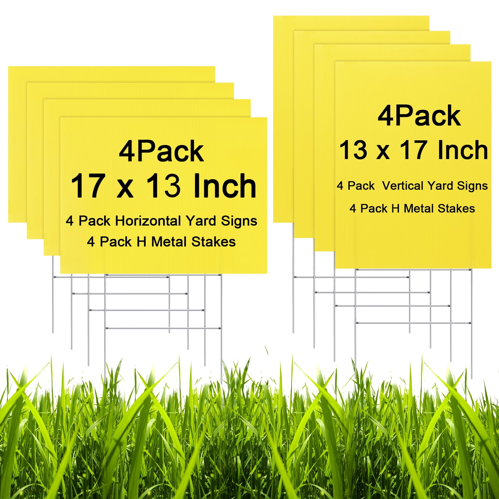 Armscye 8 Pcs Yard Signs with Stakes, 17 x 13 Inch Blank Yard Sale