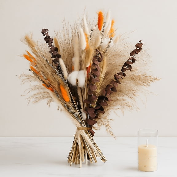 Armscye 80 Pcs Dried Pampas Grass Decor, Boho Decor Natural Phragmites Bouquet, Dried Flowers for Wedding Floral Arrangements Home Table Decorations Rustic Farmhouse Party