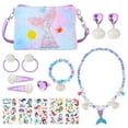 thumbnail image 1 of Armscye Crossbody Bag for Girls with 9 Pcs Mermaid Jewelry, Mermaid Kid Costume Jewelry and 5 Sheets Tattoo Sticker, Play Jewelry with Necklace Bracelet Earrings Hair Clips Ring Bands, 1 of 7