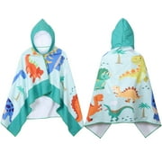Armscye Large Dinosaur Hooded Bath Towel for Kids, 50 x 30 inches Beach Towels with Hood, Soft Absorbent Coral Fleece Hooded Baby Towels for Boys 3-10 Years Old