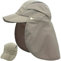 Armscye Outdoor UPF 50+ UV Protection Cap Wide Brim Sun Hats Hiking Fishing Gardening Hats with Large Neck Flap for Women Men(Light Grey-L)
