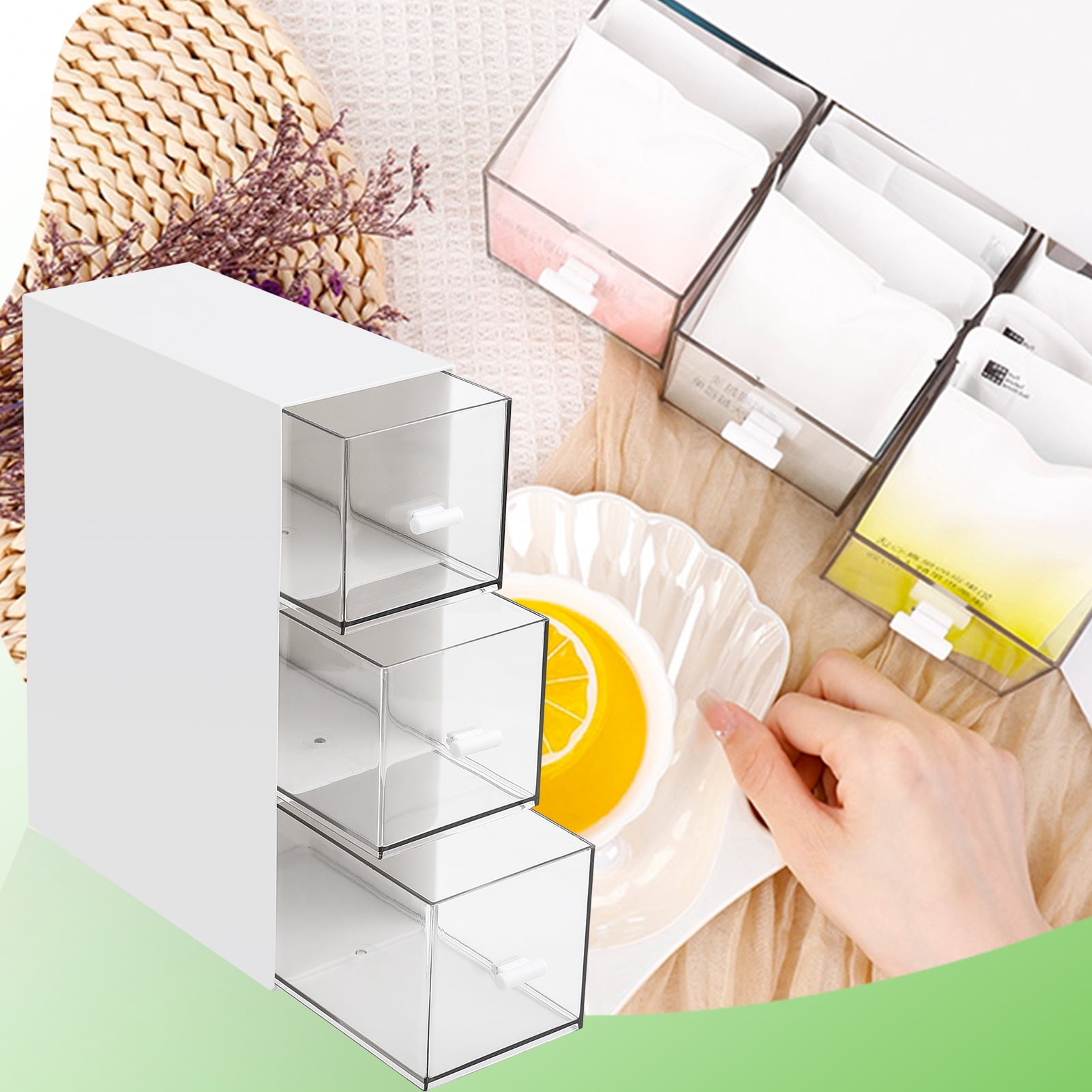 Armscye Plastic Tea Bag Box Organizer, 9''x6.5''x3'' Stackable Tea