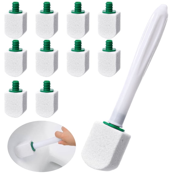 Armscye Pumice Stone Toilet Bowl Cleaner,Bathroom Cleaner Brush Toilet Wand Refills with 18CM Long Handle for Remove Hard Water Stains with 1 Wand+ 10 Pumice Stones
