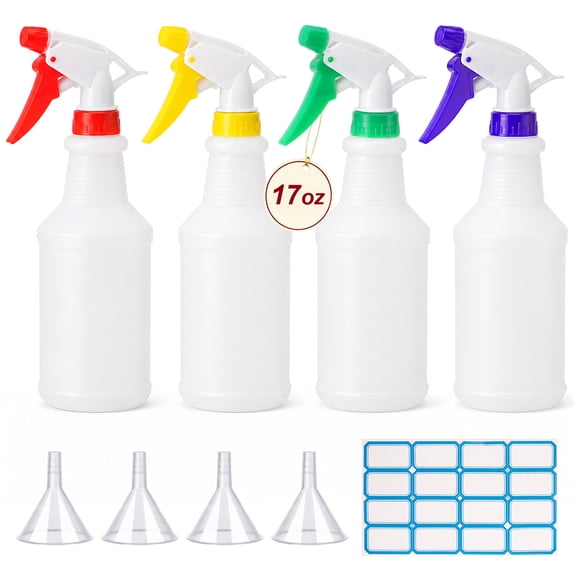 Armscye 4 Pack 16.9 oz Empty Spray Bottle for Cleaning, Heavy Duty Sprayer for Plants, Hair, Pets, Leak-Proof Squirt Bottles for Home, Garden & Kitchen