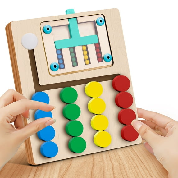 Armscye Wooden Montessori Sensory Toys for 3 Year Old, Color Matching Slide Puzzle Toys, Color Sorting Sensory Toys, Preschool Learning Activities Toys for Toddler Kids Boys Girls Age 3+