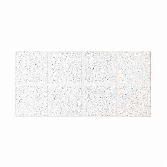 Fine Fissured Ceiling Tile, 24 in W x 48 in L, Angled Tegular, 15/16 in Grid Size, 10 PK