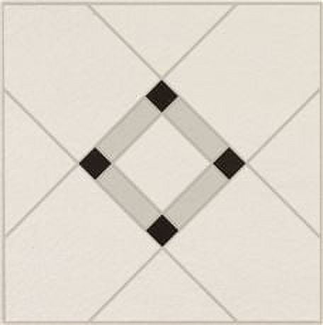 Armstrong Lattice Lane Units Residential No-Wax Self-Adhesive Vinyl Floor Tile, Black/White, 12X12 In., .045 Gauge