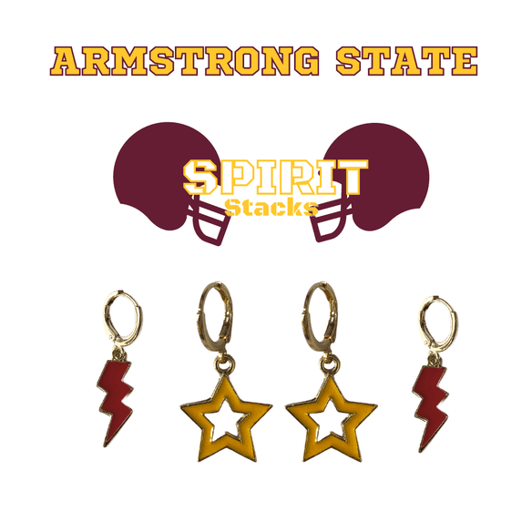 Armstrong State Spirit Stack maroon mini enamel bolts and golden yellow statement open starboys