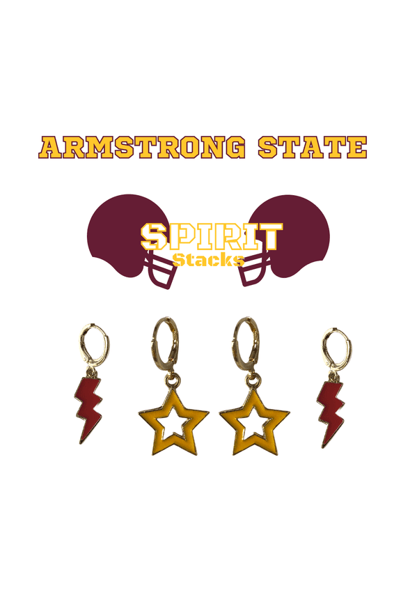 Armstrong State Spirit Stack maroon mini enamel bolts and golden yellow statement open starboys