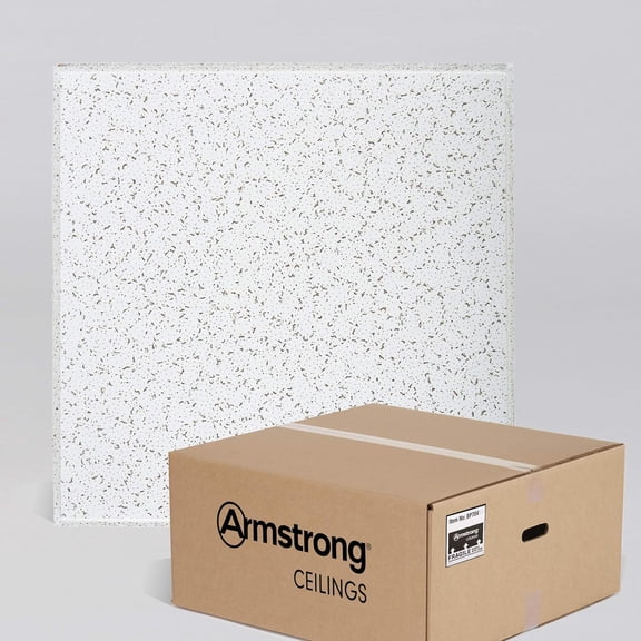 Armstrong White Ceiling Tiles 24x24 Inches, 16 Pack Acoustic Suspended Ceiling Panels 2x2 FT with Tegular Edges for Drop Grid System, White